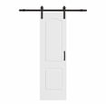 thumbnail image 3 of 24" x 80" Arch Top 2-Lite Waterproof White Primed Solid Core Composite MDF Wood Sliding Barn Door With Hardware Kit, 3 of 7