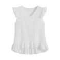thumbnail image 4 of OSFVNOXV Cute Tops for Women Ladies Boho Top Babydoll Cap Sleeves Ruffle Hem V-Neck Summer Gauze Blouse, 4 of 5