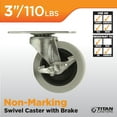 thumbnail image 2 of Titan Titan 3" Thermoplastic Rubber (TPR) Swivel Caster w/ Side Brake 110-lb. capacity, Gray, 2 of 4