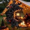 thumbnail image 5 of SMKE Lighted Halloween Wreath,Glowing Moon for Front Door,Gothic Wreath with LED Accents Cat Silhouette,Porch Window Halloween Decor,Lighted Wreath LED Wreath Glowing Halloween Decor,Black 13.78in, 5 of 5