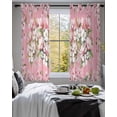 thumbnail image 3 of Pink Orchid Flowers Sheer Curtains 45 Inch Length 2 Panels Set for Living Room/Bedroom, Vintage Floral Leaves Plants Spring Kitchen Curtains Grommet Semi-Sheer Curtains Window Treatments 42"x45"x2, 3 of 7
