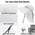 thumbnail image 4 of Solaris Women Outdoor Hiking Hat, Summer Hat with Neck Flap and Floral Silk Ribbons for Fishing, Camping, Safari,Fishing Caps,White, 4 of 7