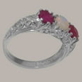 thumbnail image 3 of LBG British Made 18k White Gold Natural Opal & Ruby Womens Anniversary Ring - 33 size options - Size 8.75, 3 of 7