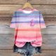 thumbnail image 1 of Puntoco Blusas casuales de moda para mujer, camisetas estampadas con cuello redondo, camisetas de manga corta, 1 of 5