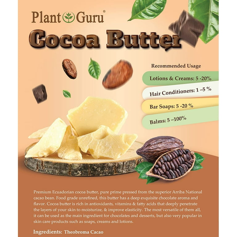 Raw Cocoa Butter 100% Pure Unrefined Organic Chocolate Bean Cacao