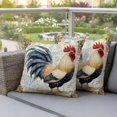 thumbnail image 4 of Retro Rooster Pillow Covers 2 Pack Watercolor Pastoral Chicken Animal Botanical Farmhouse Pillowcase Waterproof Outdoor Throw Pillow Cover for Patio Garden Square Cushion 18”x18”, 4 of 9