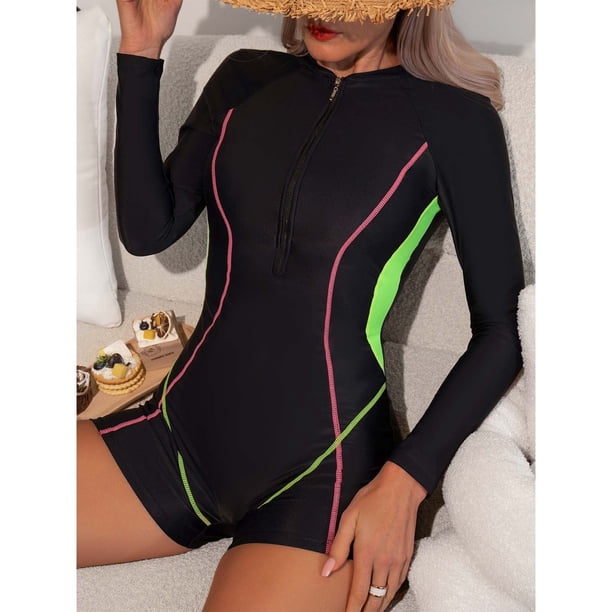 CLANE☆LONG SLEEVE SWIMWEAR JAKANYQ Women'S Long Sleeve Swimwear Fashion Sun Diving Suit Fresh