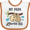 thumbnail image 3 of Inktastic My Papa Loves Me with Sloth and Hearts Boys or Girls Baby Bib, 3 of 4