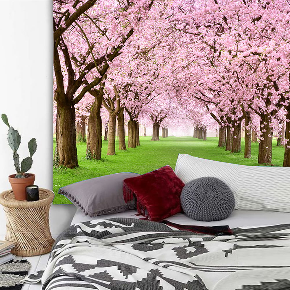 Bedroom Decoration Wall Blanket Cherry Blossom Mount Fuji Hanging Tapestry 