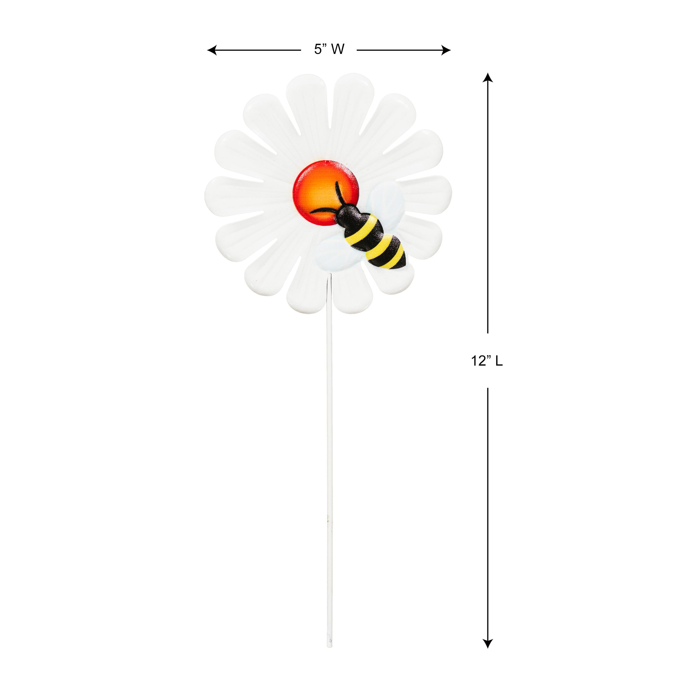 (6 pack) Mainstay 5" x 12" Metal White Daisey Flower Plant Stake