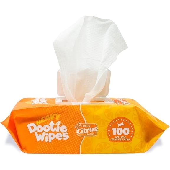 GoGo Stik Dootie Wipes – Durable Hypoallergenic Bamboo Dog Wipes, Mild Citrus Scent, 100 Count