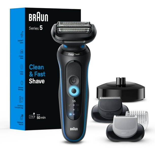 Braun - Kit de afeitadora eléctrica para hombre serie 5 5150cs, modo de afeitado turbo húmedo y seco, diseñado en alemán con recortadora de barba, peluquero corporal y soporte de carga