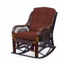 Malibu Rocking Handmade Lounge Chair ECO Natural Wicker Rattan, Dark Brown Color, Dark Brown Cushions