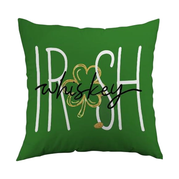 St. Patrick's Day Pillow Cover Green Top Hat Design 17.72 in x 17.72 in Square Decorative Cushion Cover for Bedroom Office Holiday Decoration