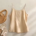 thumbnail image 4 of Garbnen Linen Tank Top Women Spaghetti Strap Sleeveless Womens Camisole Summer Beach Vacation Crew Neck Women Tunics, 4 of 7