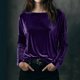 thumbnail image 1 of Karight Velvet Tops for Women Long Sleeve Crew Neck Tshirts Casual Loose Fit Tunic Blouses Elegant Party Dressy Outfits, 1 of 5