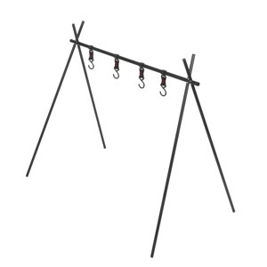 Porte-cuisinière, BBQ Fournitures BBQ Grill Tripod Cooker Barbecue Aluminium Rack Tripode multifonction avec crochet et étui pour la fête des articles de cuisine