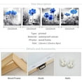 thumbnail image 6 of Wall art 4 Panel Modern Salon Theme Black and White Plant The Blue flower Flower Abstract Painting Still Life Canvas Wall Art for Home Decor Flower Canvas Print For Living Room Decor, 6 of 6