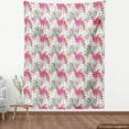 thumbnail image 3 of Exotic Fabric by the Yard, Endemic Tropic Flowers on a Background of Paint Blots, Decorative Upholstery Fabric for Chairs & Home Accents, Magenta Fern Green by Ambesonne, 3 of 4
