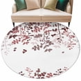 thumbnail image 2 of Leaves 6ft Round Rugs, Pink Brown Summer Botanical Washable Non-Slip Area Rugs for Living Room Bedroom Kitchen, Soft Low Pile Dining Room Kicthen Circle Carpet, Indoor Floor Rug Farmhouse, 2 of 9