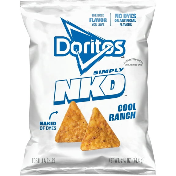 Doritos Simply Naked No Dyes No Artificial Flavors Cool Ranch Tortilla Chips Bag, 9.25 oz​