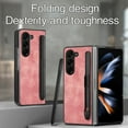 thumbnail image 6 of Nalacover Case for Samsung Galaxy Z Fold 5, Slim Vintage Cloth Case for Galaxy Z Fold 5 with S Pen Holder, Shockproof Anti-Scratches Anti-Fingerprints Full Protection Folding Cover,Pink, 6 of 9