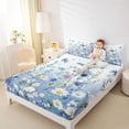 thumbnail image 3 of Erosebridal Blue White Flower Full Size Sheets for Girls, Dreamy Garden Bed Sheets, 4 Pieces, 1 Flat Sheet 1 Fitted Sheet and 2 Pillowcases, 3 of 5