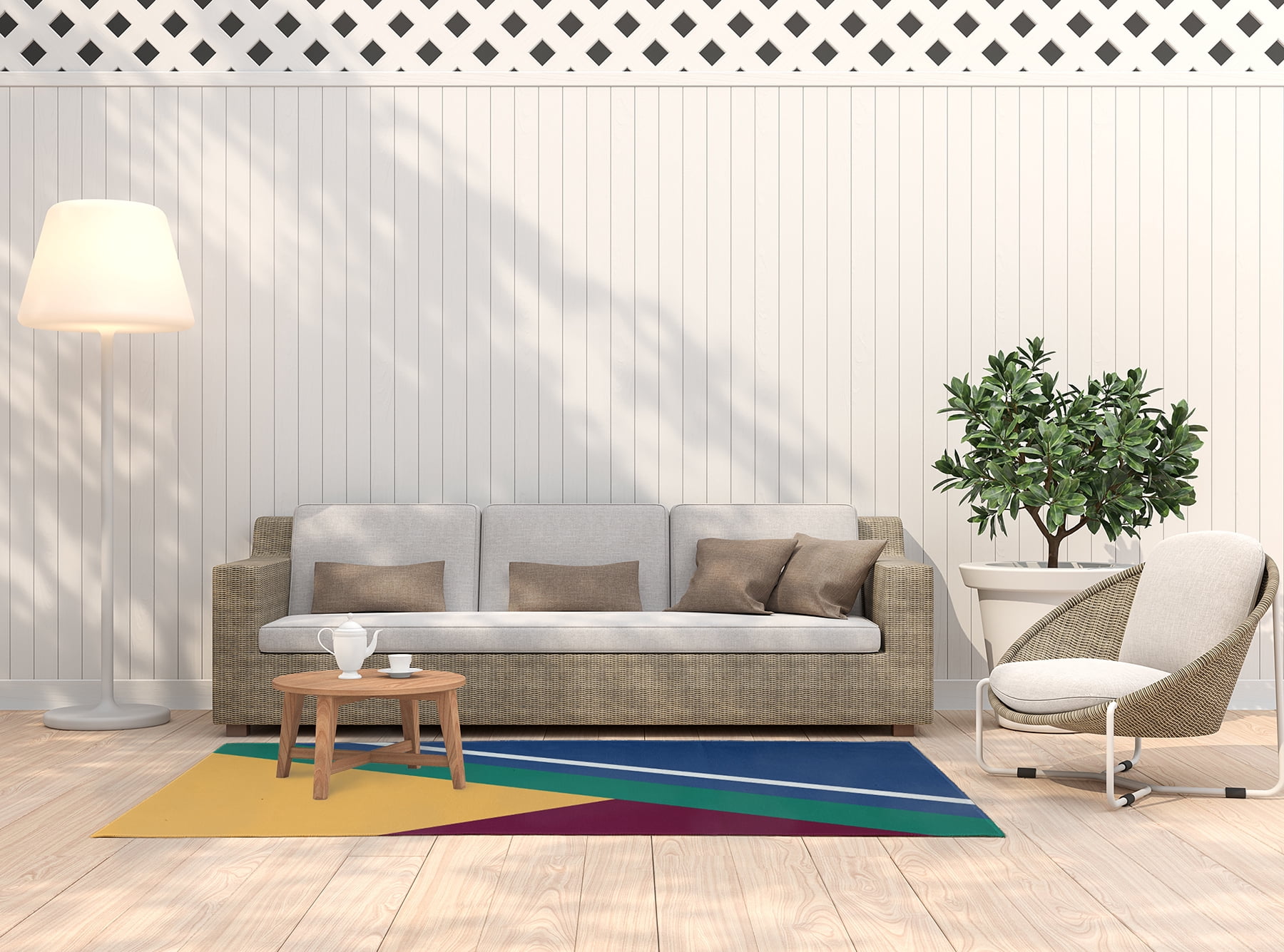 5' x 7' Simply Daisy Bold Shapes Modern & Contemporary Chenille Area Rug, Nautical Navy
