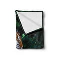 thumbnail image 2 of Safari Soft Flannel Fleece Throw Blanket, Tiger in Water Stream Hunting Danger Trees Tropical Pond Hiding Captive, Cozy Plush for Indoor and Outdoor Use, 50" x 60", Green Orange Brown, by Ambesonne, 2 of 5
