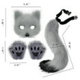 thumbnail image 2 of Penkiiy Faux Fur Fox Tail Cat Wolf Set Plush Fluffy Paw Gloves Christmas Party for Girls Women Black, 2 of 3