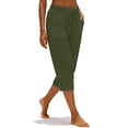 thumbnail image 7 of Nestiefly Cotton Capri Pants for Women Loose Fit Straight Leg Drawstring Elastic Waist Cropped Pant Casual Summer Linen Clothes Army Green 2XL, 7 of 7