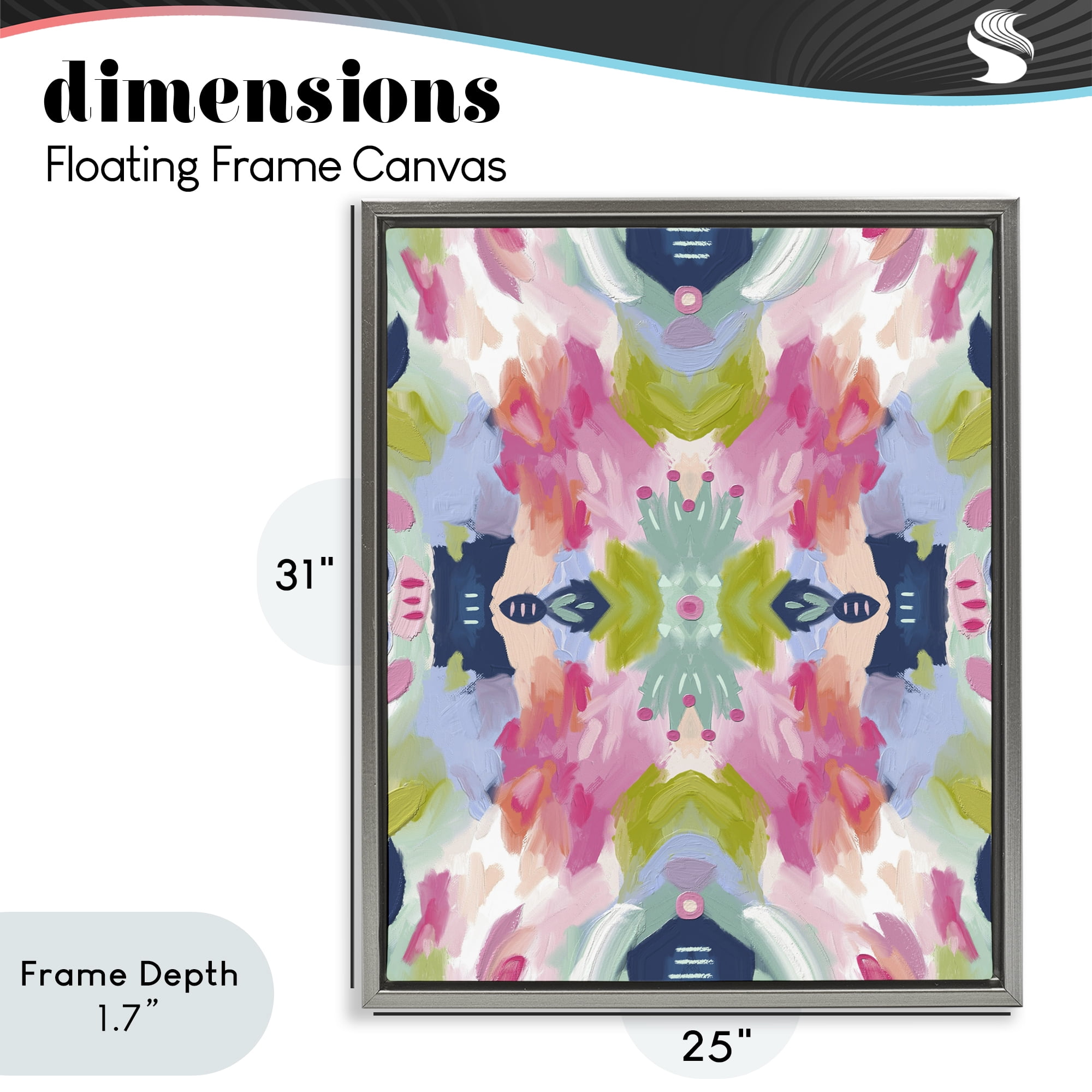 Stupell Industries Kaleidoscopic Floral Mandala Gray Framed Floater Canvas Wall Art, design by Lisa Nohren
