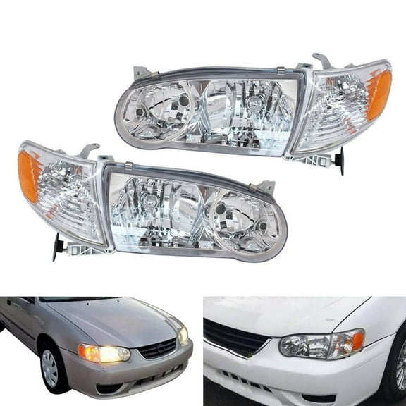 Headlight Assembly Headlamps Replacement Front Signal Lights for Toyota Corolla 2001-2002