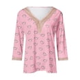 thumbnail image 3 of Aofany Plus Size Tops for Women V-neck Lace T-shirt 3/4 Sleeves Printed Pullover Blouse Sale, 3 of 3