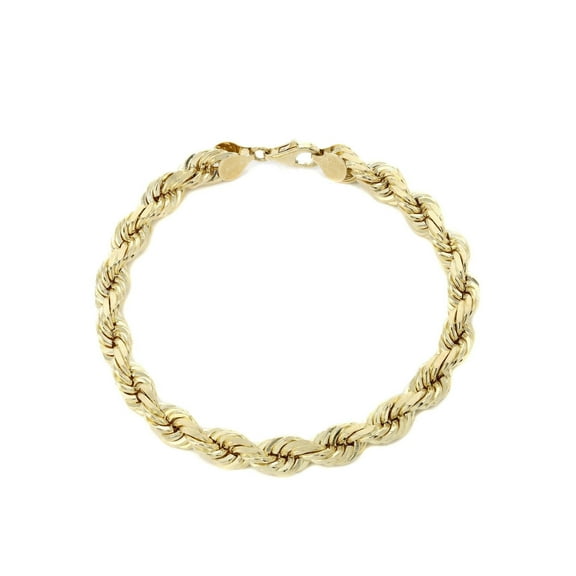 Solid Womens Rope Bracelet 10K/14K Yellow Gold
