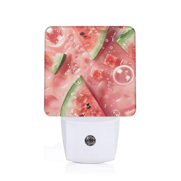Balery Refreshing Watermelon Slices Luz Nocturna LED con Sensor Automático, Enchufe con Sensor Crepuscular, Luz Suave de 0.5W para Dormitorio, Pasillo, Baño-UK