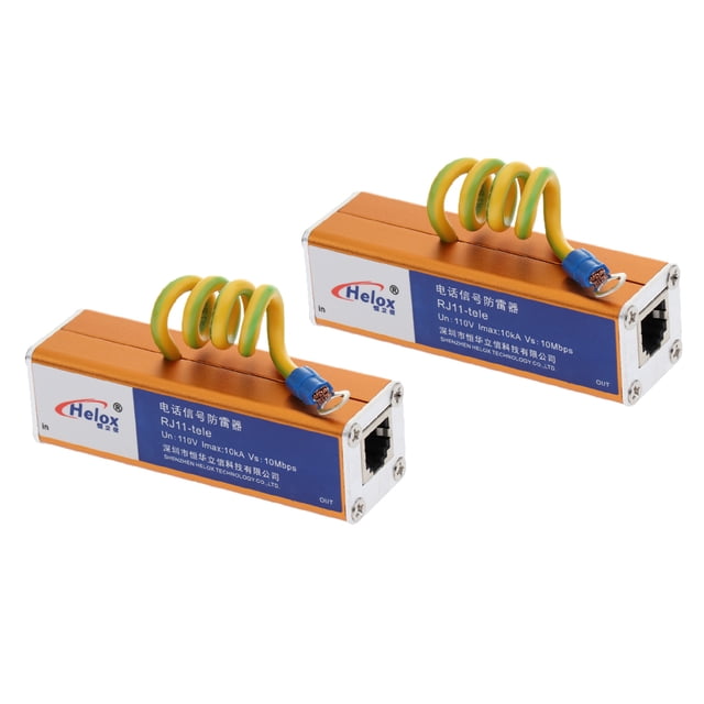 2x Teléfono RJ11 Protección Contra Sobretensiones Thunder Signal Protección Contra Pararrayos Hugo pararrayos de señal
