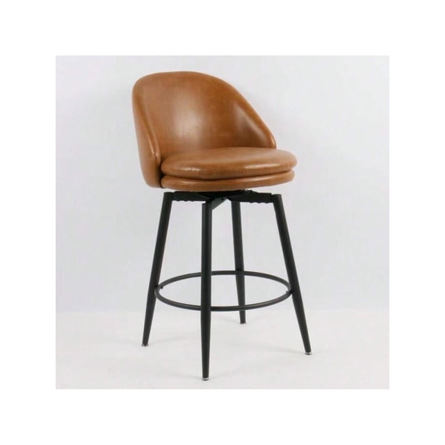 Bingirl Set of 2 Swivel Counter-Height Bar Stools. Double-Layer Upholstered Barstools with Back and Metal Legs for Kitchen Island or Pub. 26-Inch Modern Bar Stool Chairs