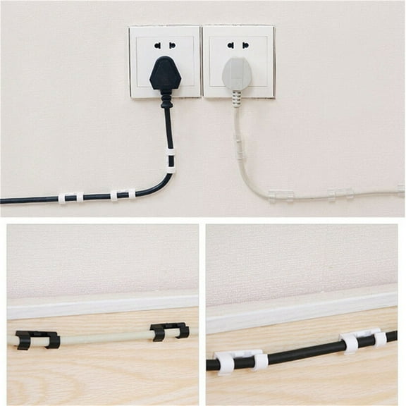 Viflosae 20pcs Self-Adhesive Cable Clips Organizer Drop Wire Cord Management Electronics Gadgets