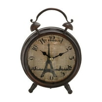 DecMode 9" Black Metal Eiffel Tower Clock with Bell Style Top
