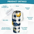 thumbnail image 2 of Yayeee 40oz Stainless Steel Tumbler with Straw and Handle Double-Wall Insulated Travel Water Bottle, Beige Plaid Lemon, 2 of 8