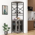 thumbnail image 2 of Winkalon Corner Bar Cabinet with Glass Holder, Industrial Wine Cabinet with Mesh Door, 5-Tier Liquor Bar Cabinet for Home Small Space, Grey, 2 of 8