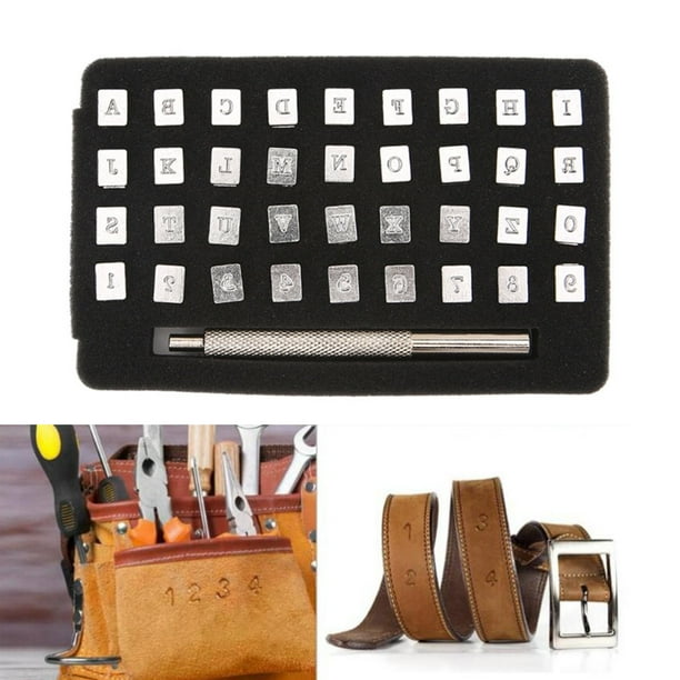 Leather Letter & Number Stamp Set,36pcs 3/6mm Leather Embossing Kit