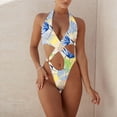 thumbnail image 2 of Trajes de baño para mujer Hawaiian Sexy Deep V Neck Front Cross Halter Traje de baño Cheeky Bottom Beachwear Sets Fridja  nalpqowj51033, 2 of 6