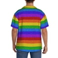 thumbnail image 5 of Naloa Colorful Glitter Rainbow Men's Loose Fit Cuban Collar Short-Sleeve Shirt with Button-down and Chest Pocket for Everyday Wear Outings - XX-Large, 5 of 7