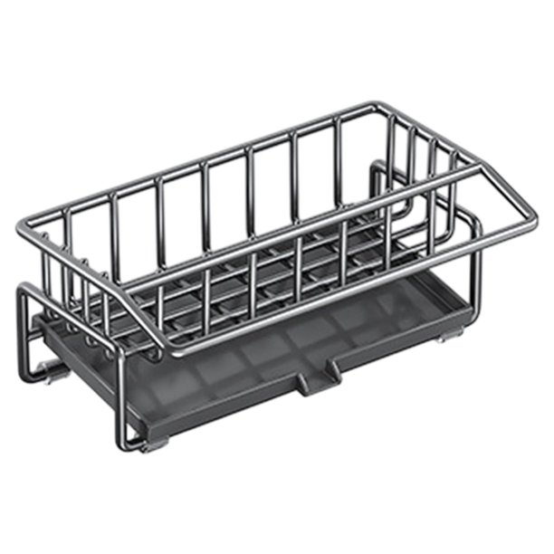 Organizador de fregadero de cocina plato auto drenaje anti -slip con bandeja de desagüe extraíble soporte para esponja para el fregadero de la cocina B con rejilla de toallas