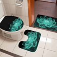 thumbnail image 4 of Teal Black Floral Bath Mat 3 Piece Bathroom Rug Set, Modern Minimalist Ombre Botanical Non Slip Bath Rug Contour Mat and Toilet Lid Cover, Absorbent Shower Mats Soft Bath Rugs and Mats Sets, 4 of 8
