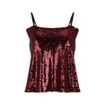 thumbnail image 6 of safuny Women's Trendy Strap Cami Tanks Summer Sequin Embellished Tank Tops Sleeveless Deep V-neck Shirts Beach Vintage Clothing Fashion Summer Red, 6 of 7