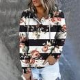thumbnail image 2 of jsaierl Floral Print Hoodies for Women Striped Button Up Drawstring Sweatshirt Long Sleeve Casual Pullover Trendy Gradient Blouse Top, 2 of 6