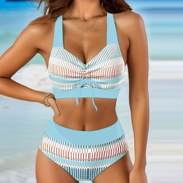 Trajes de baño para mujer, Trajes de baño para mujer Moda Mujer Estampado Casual Sin Espalda Abertura Bikinis de Cintura Alta Conjuntos de Trajes de Baño para Mujer Traje de Baño